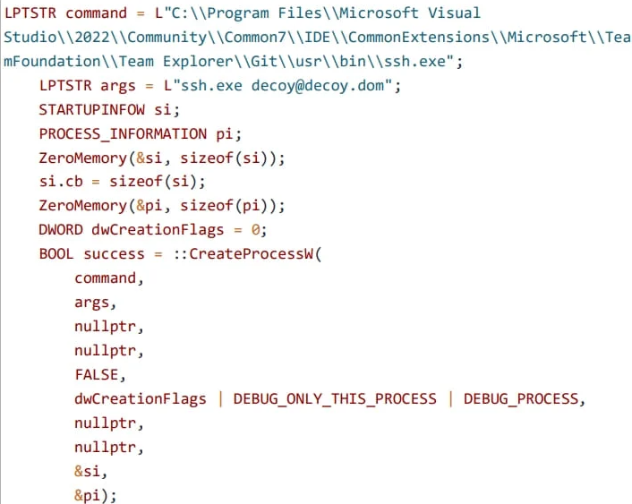 Mã để khởi chạy process mới (Security Joes)